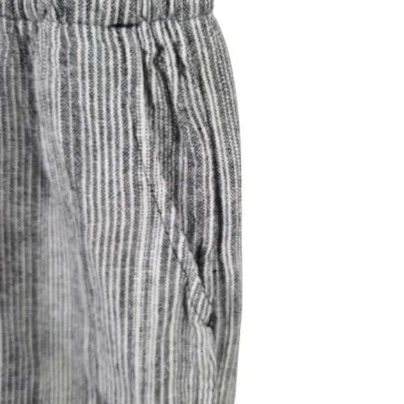 Kelly Renee Womens Linen Blend Striped Sleeveless Black/White Shorts Romper Sz S - Picture 8 of 11